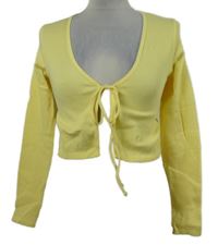 Dámské žluté žebrované bolerko na zavazování Dunnes 