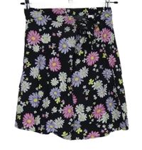 Dámská černá květovaná zavinovací sukně H&M
