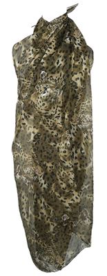 Dámské béžovo-hnědé vzorované pareo s leopardy