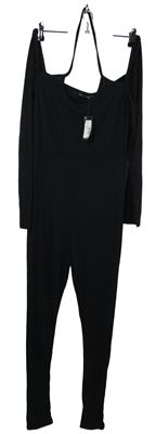 Nové - Dámský černý žebrovaný elastický overal PrettyLittle Thing