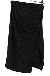 Dámská černá třpytivá sukně s řasením Shein 