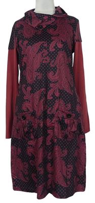 Dámské černo-vínové květované šaty s límcem MissLook 