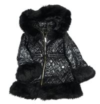 Černá lesklá zimní bunda s kapucí River Island