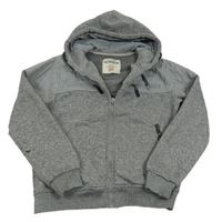 Šedá melírovaná propínací teplá mikina s kapucí 