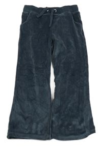 Tmavomodré plyšové kalhoty F&F