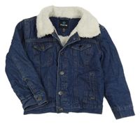 Tmavomodrá riflová zateplená bunda s kožíškem Firetrap 