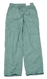 Nové - Zelenomodré krepové jogger kalhoty H&M