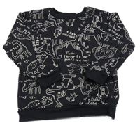Černá mikina s dinosaury a nápisy George