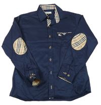 Tmavomodrá leská košile Burberry