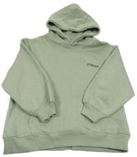 Khaki mikina s nápisem a kapucí Zara