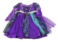 Kostým - Fialovo-černé sametovo/tylové šaty s pavučinami Dunnes