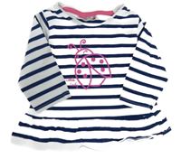 Bílo-růžovo-modré pruhované triko s beruškou Ergee