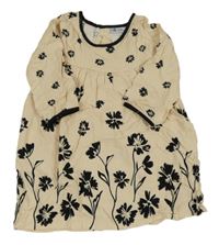 Béžovo-černé čaty s květinami So Cute