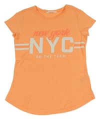 Oranžové tričko s nápisem H&M