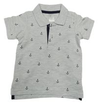 Šedé polo tričko s kotvami H&M