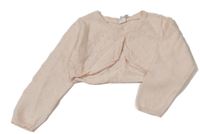 Světlemeruňkový děrovaný crop propínací svetr H&M