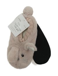 Nové - Dámské světlerůžové kožešinové domácí zateplené bačkory se zajícem Dunnes vel. 37