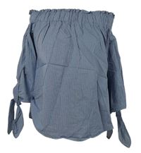 Dámská tmavomodro-bílá kostkovaná halenka s uzly H&M