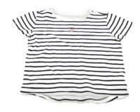 Bílo-modré pruhované tričko s růžovým srdíčkem Sinsay