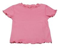 Růžové pruhované tričko s volánky Kiki&Koko