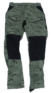 Khaki army-černé plátěné kalhoty 