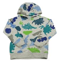 Šedá mikina s dinosaury a kapucí zn. Dunnes