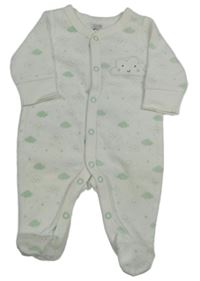 Bílo-zelený sametový overal s mráčky C&A