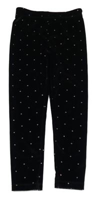 Černé sametové puntíkaté legíny Nutmeg