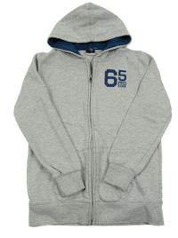 Šedá propínací mikina s číslem a kapucí Chapter young