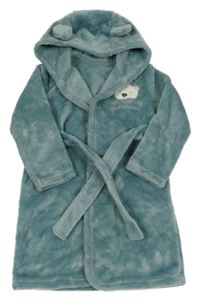 Světlezelenošedý chlupatý župan s ledním medvědem a kapucí George