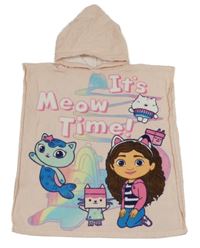 Světlerůžové froté osuškové pončo s Gabinou a kapucí 