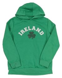 Zelená mikina s nápisem a kapucí - Ireland Primark