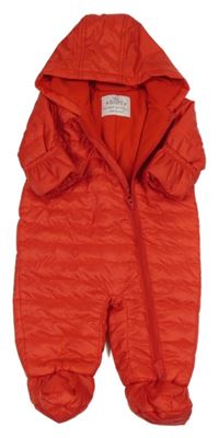 Červená šusťáková prošívaná lehká zateplená kombinéza s kapucí M&S