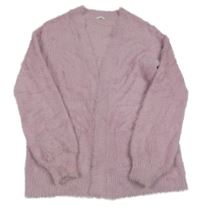 Růžový pleteno/chlupatý cardigan Next