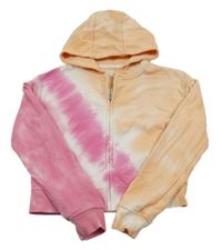 Meruňkovo-růžová propínací crop mikina s kapucí Primark