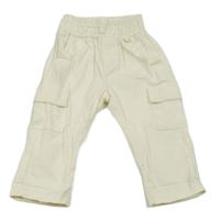 Smetanové plátěné kalhoty s kapsami