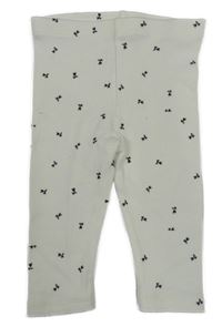 Smetanové žebrované legíny s kvítky Tu