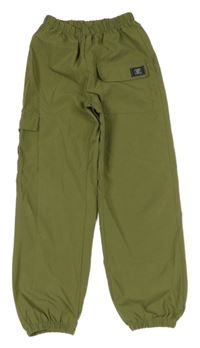 Khaki lehké cuff kalhoty s kapsami 