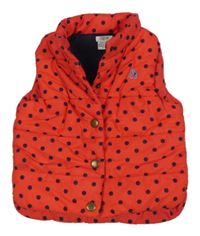 Červená puntíkatá šusťáková zateplená vesta Mamas&Papas