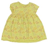 Žluté bavlněné šaty s motýlky Primark