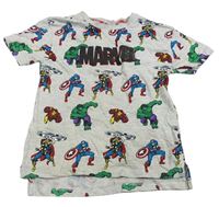 Šedé melírované tričko s hrdiny Marvel