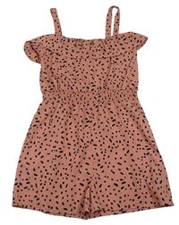 Světlerůžovo-černý vzorovaný kraťasový overal Primark