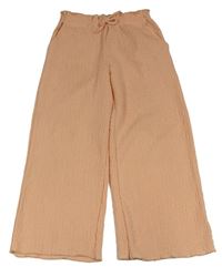 Broskvové culottes mačkané kalhoty Matalan