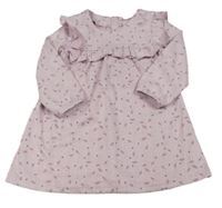Růžovo-bílé vzorované šaty s volánky Primark