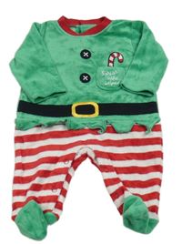 Zeleno-pruhovaný sametový overal - Elf Matalan