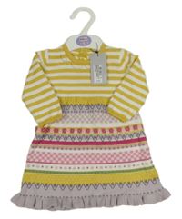Nové - Barevné vzorované svetrové šaty M&S