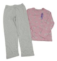 Nové - Světlereůžovo-šedé pyžamo s piškoty Primark