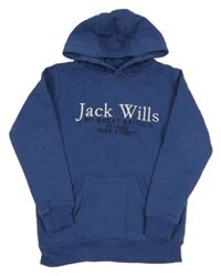 Tmavomodrá mikina s nápisem a kapucí Jack Wills