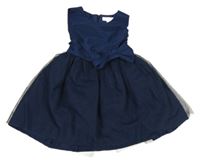 Tmavomodré slavnostní šaty s mašlí Lucie et Coco