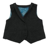 Černo-šedá vlněná podšitá vesta M&S
